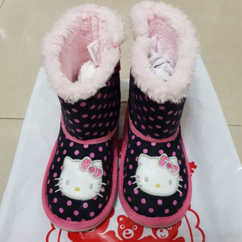 Hello kitty 女童雪靴短靴保暖靴子鞋子腳長17cm