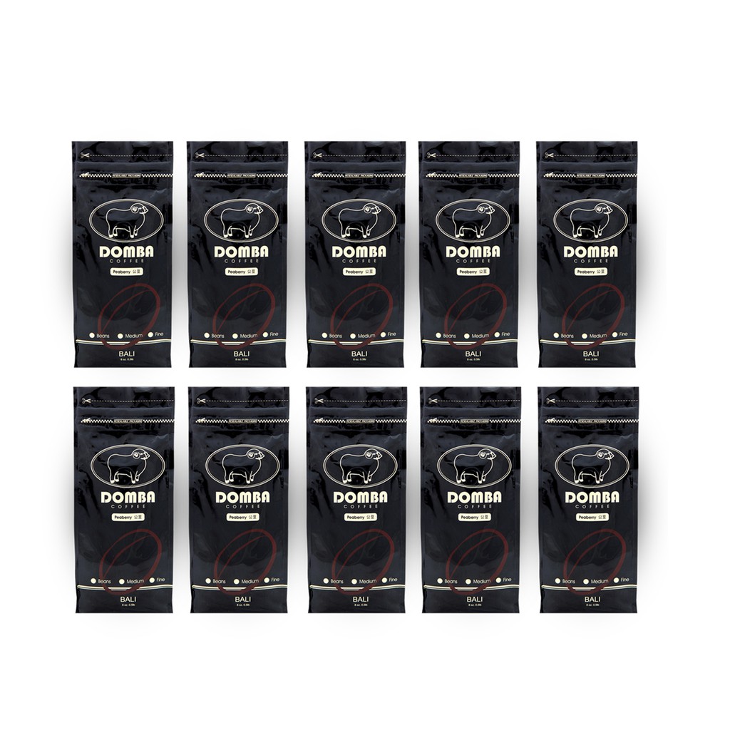 咖啡公豆10件組 峇里島小綿羊黃金咖啡 DOMBA COFFEE Peaberry（半磅/225g x 10件）