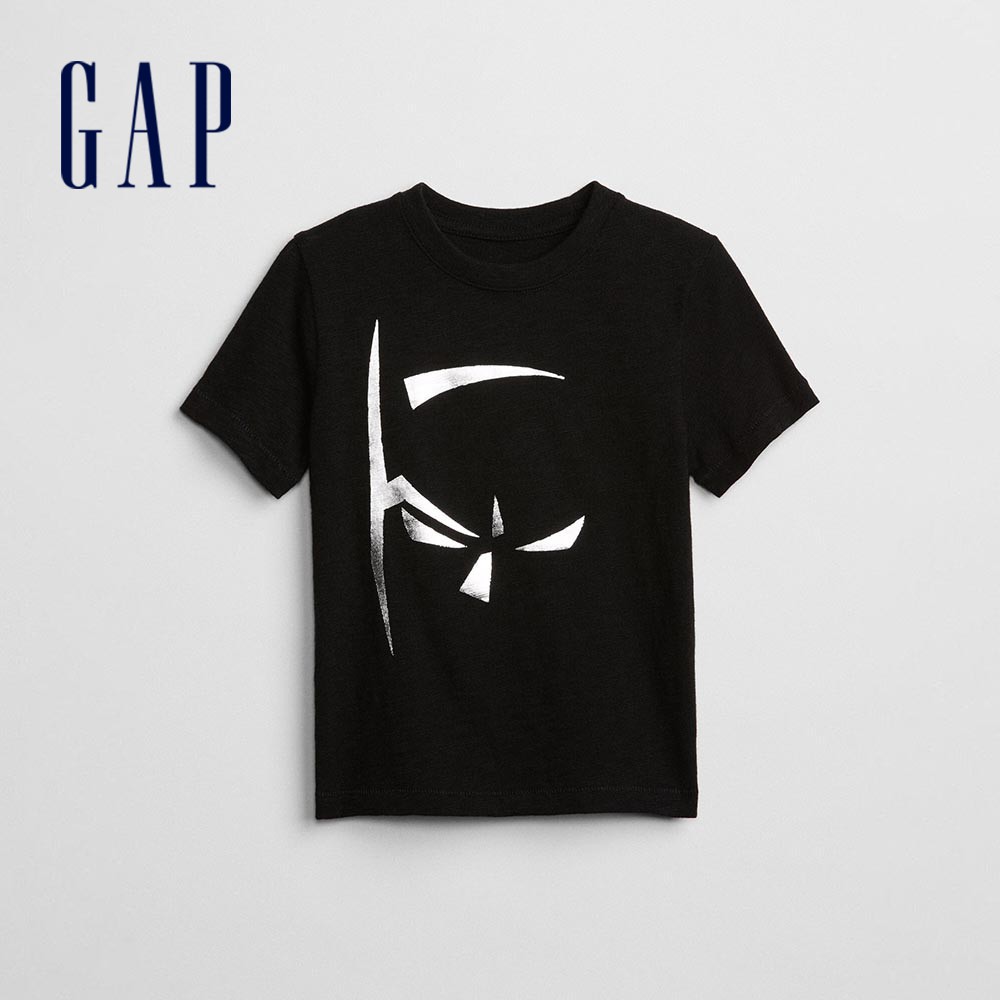 Gap 男幼童裝 Gap x DC™正義聯盟聯名 圓領短袖T恤-黑色(293334)