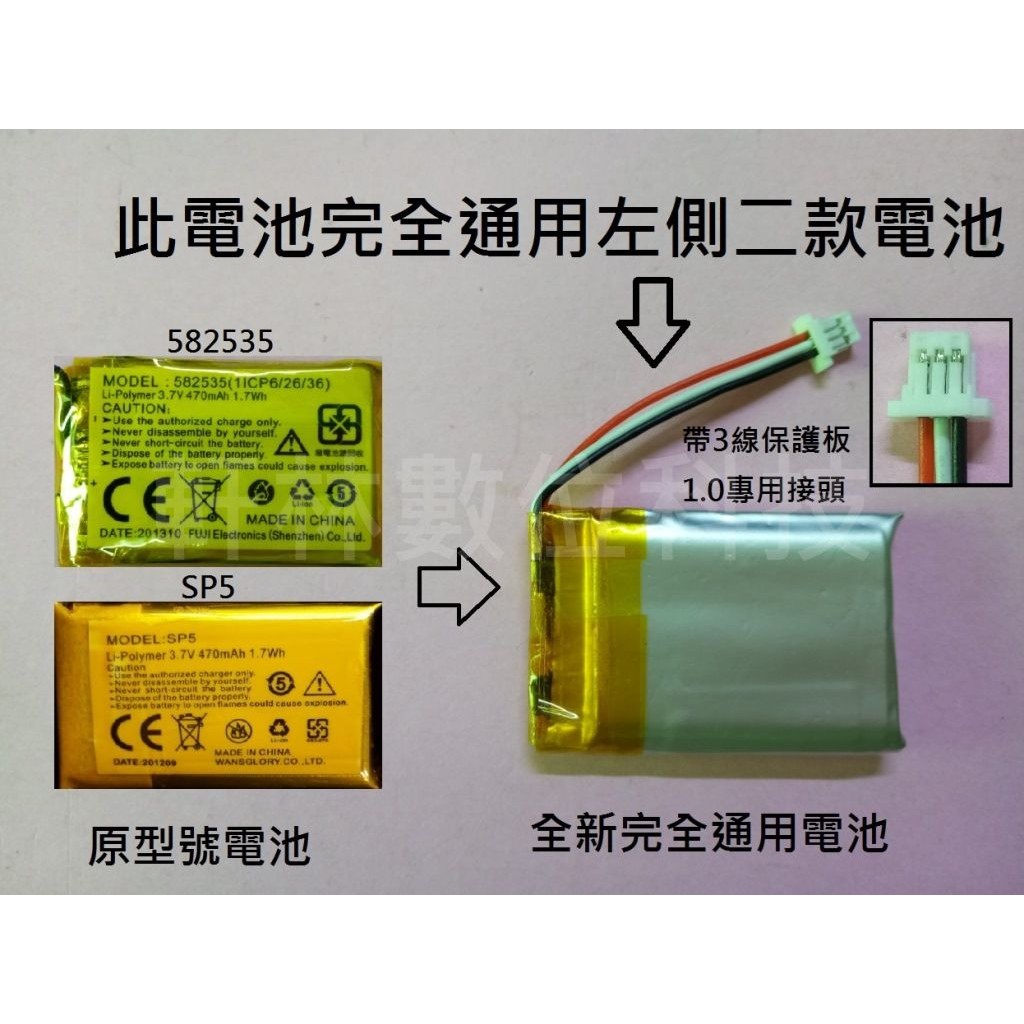 科諾-附發票 3線3.7V 電池 適用MIO 388 行車記錄器 SP5 582535 #D018A