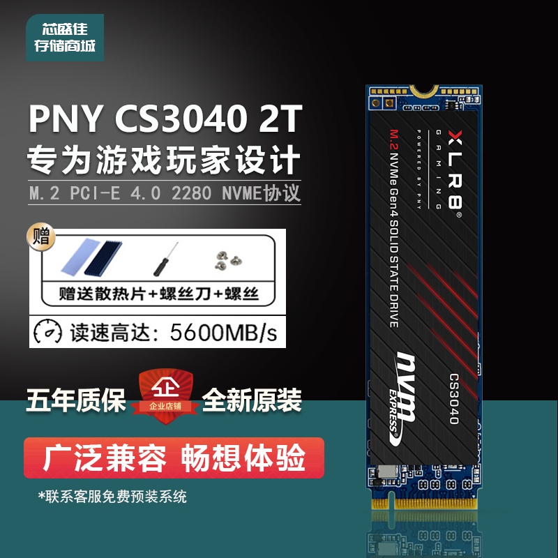 PNY CS3040 XLR8 2T M.2 PCIE4.0 NVME m2 筆記本臺式固態硬碟2TB HVJN