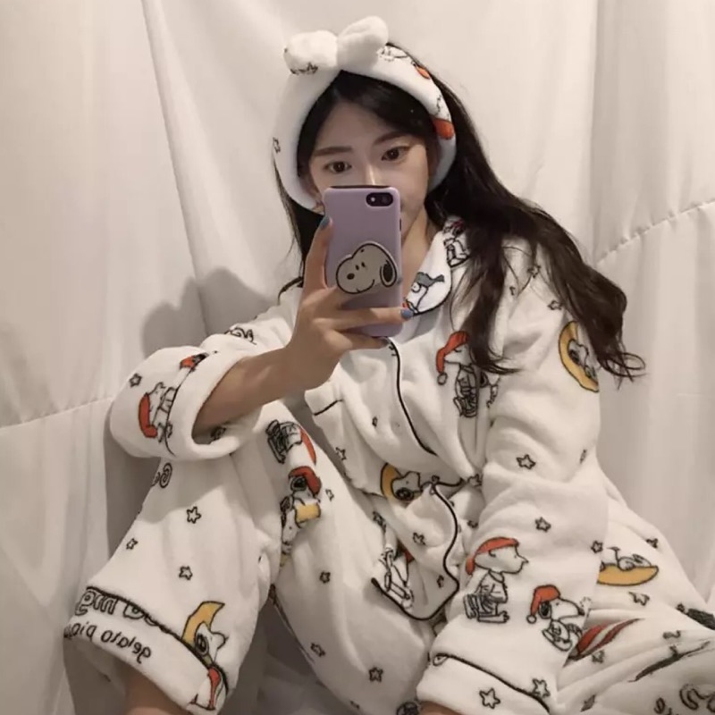 Snoopy睡衣🐶附眼罩跟髮帶 4件組