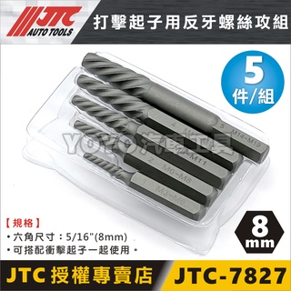 【YOYO汽車工具】JTC 7827 打擊起子用反牙螺絲攻組 退螺絲器 反牙 滑牙救星 退牙器 退螺絲牙 衝擊起子頭