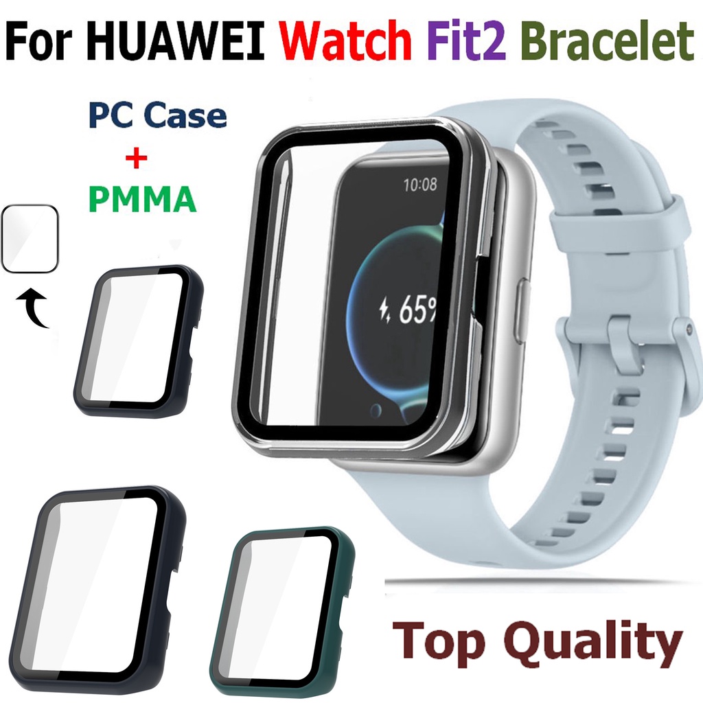 適用於 HUAWEI WATCH FIT 2 保護殼 PC 全框替換手錶外殼 螢幕保護膜 適用於華為 fit 2 錶帶保