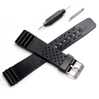 代用於 20MM 精工 seiko錶帶矽橡膠直端手腕 適用勞力士 黑色 G-shock 錶帶