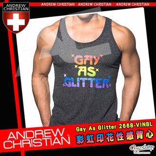 【2668-VINBL】美國Andrew Christian 彩虹印花性感背心 Gay As Glitter
