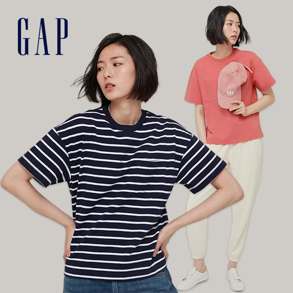 Gap 女裝 單口袋短袖T恤 厚磅密織系列-多色可選(629545)