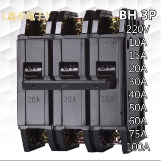 【士林電機】無熔線斷路器 BH 3P 10~100A (220V 5KA) 無熔絲開關