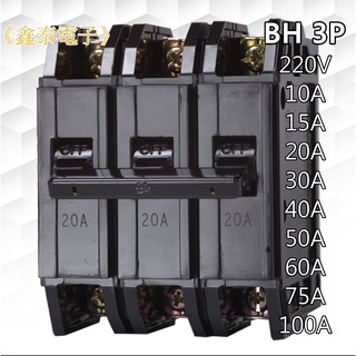 【士林電機】無熔線斷路器 BHU 3P 15~100A (220V 10KA) 無熔絲開關