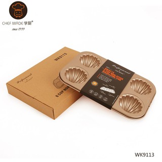 Chefmade學廚6連杯不粘瑪德琳貝殼蛋糕模香蕉型烘焙模具6連胖貝瑪德蓮模不沾蛋糕模wk9113