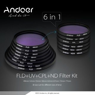 ANDOER 安多爾 49mm UV+CPL+FLD+ND(ND2 ND4 ND8) 攝影濾鏡套裝