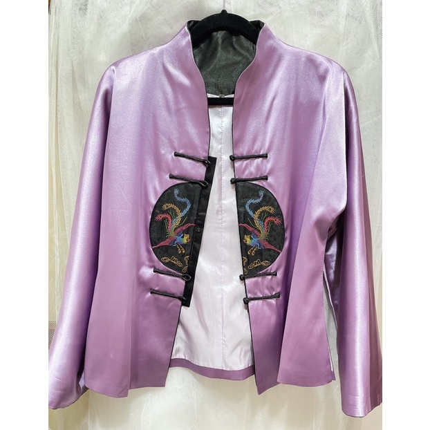 （二手衣）中國風紫色亮面外套