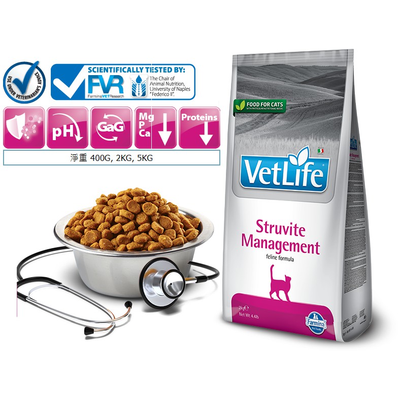 IVY~法米納 天然處方糧 VET LIFE貓用系列 泌尿道結石管理照護配方 VCSM-4