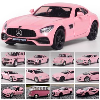 模型車1:36 最新粉色系列模型車 授權合金車模 公主風汽車模型 兒童小朋友玩具車 車裝飾收藏擺件 生日新年聖誕節禮物