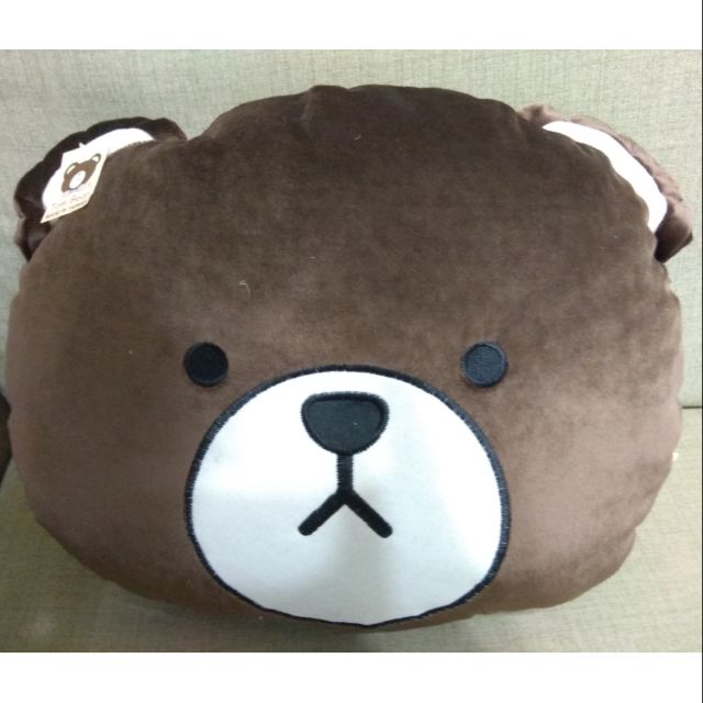 台灣製 全新 現貨 40*32公分 超大 熊 熊頭 造型 抱枕 娃娃 靠枕 枕頭
