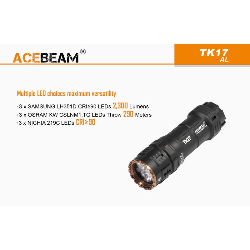 Green光電補給 Acebeam Tk17手電edc級2300流明附原廠電池 帶氚管槽18350 蝦皮購物