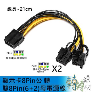 顯示卡8Pin公 轉 雙8Pin(6+2)母 電源線 \\ 1分2 PCIe 挖礦 顯示卡 線材
