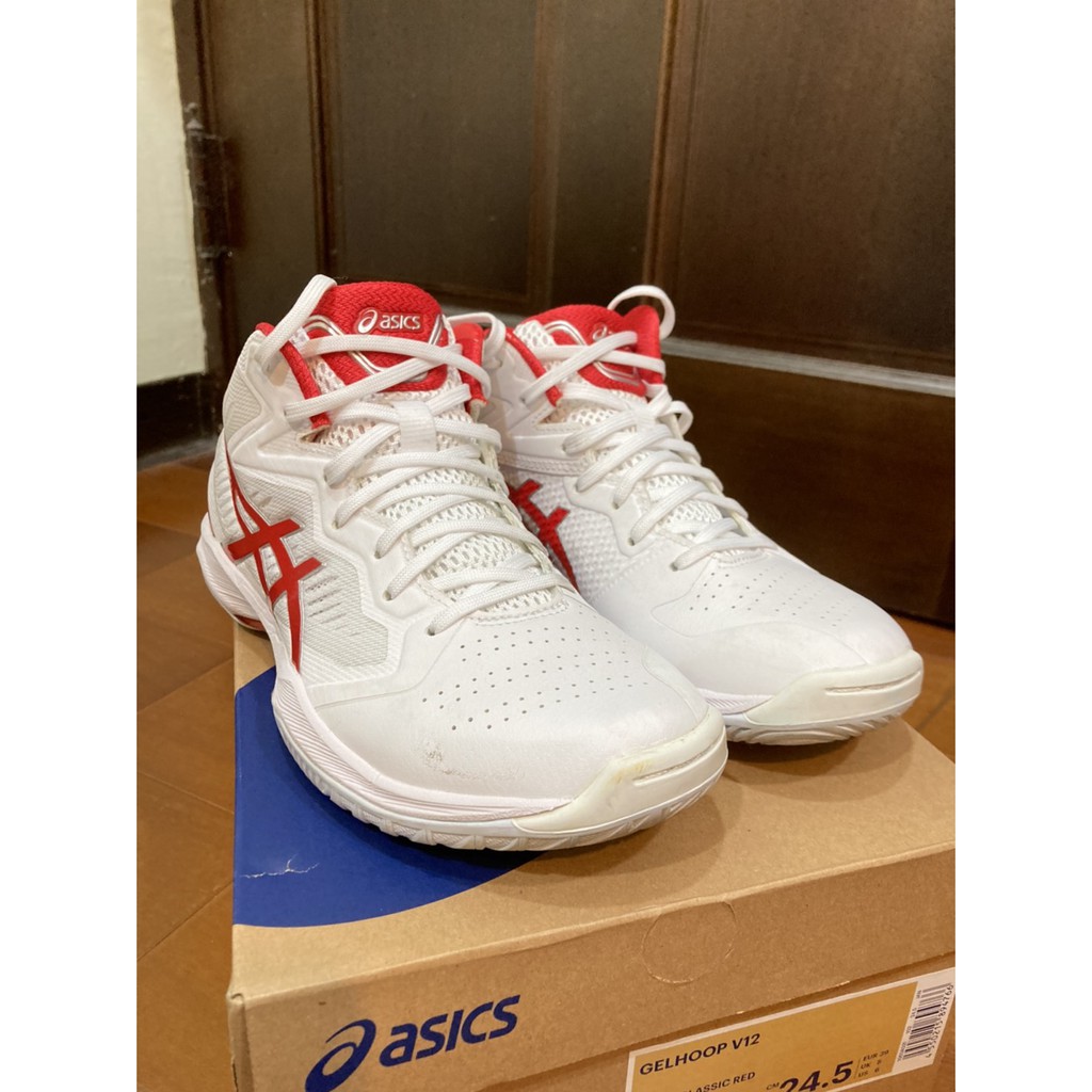 【二手八成新】ASICS 亞瑟士 籃球鞋 GELHOOP V12 經典紅白配色(24.5號)