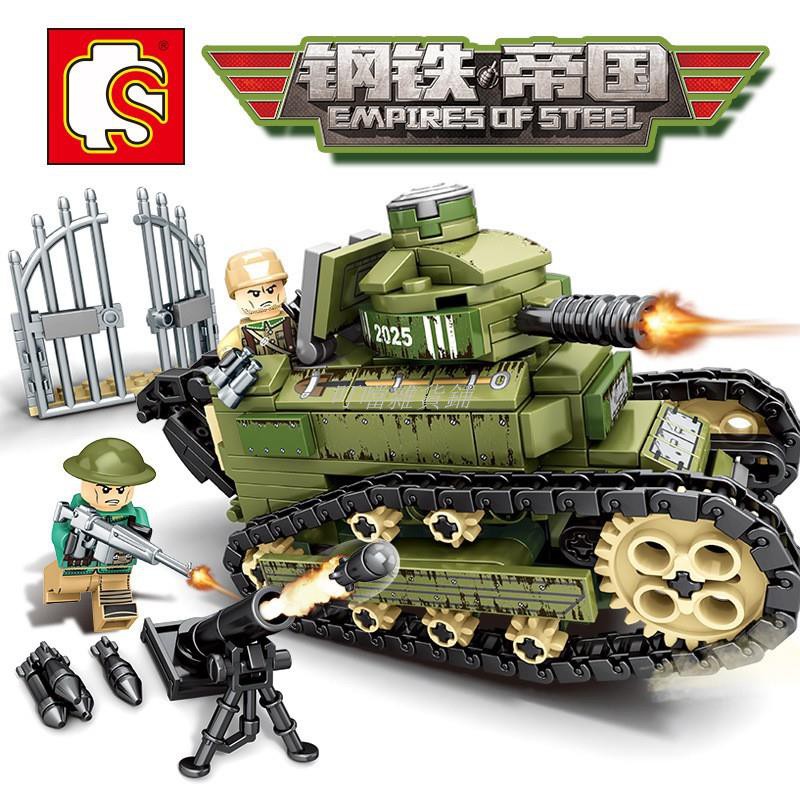 叮噹雜貨鋪森寶sd 軍事系列戰爭ft17坦克鋼鐵帝國雷諾拼裝積木 蝦皮購物