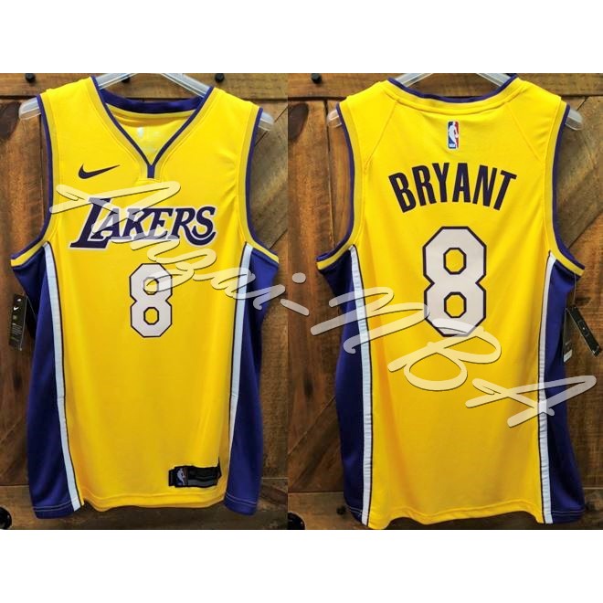 Anzai-NBA球衣 18年賽季 LAKERS 洛杉磯湖人隊 KOBE BRYANT 8號V領黃色球衣-全隊都有