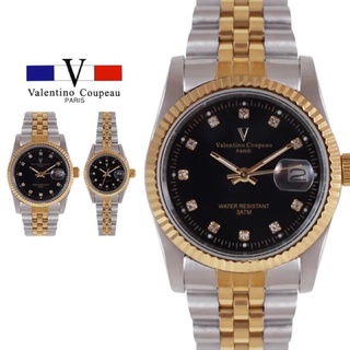【Valentino Coupeau】黑面晶鑽 中金 半金不鏽鋼 男/女手錶(范倫鐵諾 古柏 VCC)