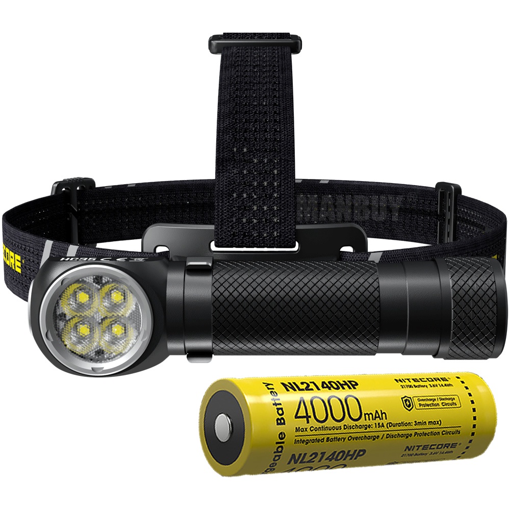 NITECORE HC35+4000mAh充電池 2700流明4 x LED高性能21700多用途L型戶外頭燈