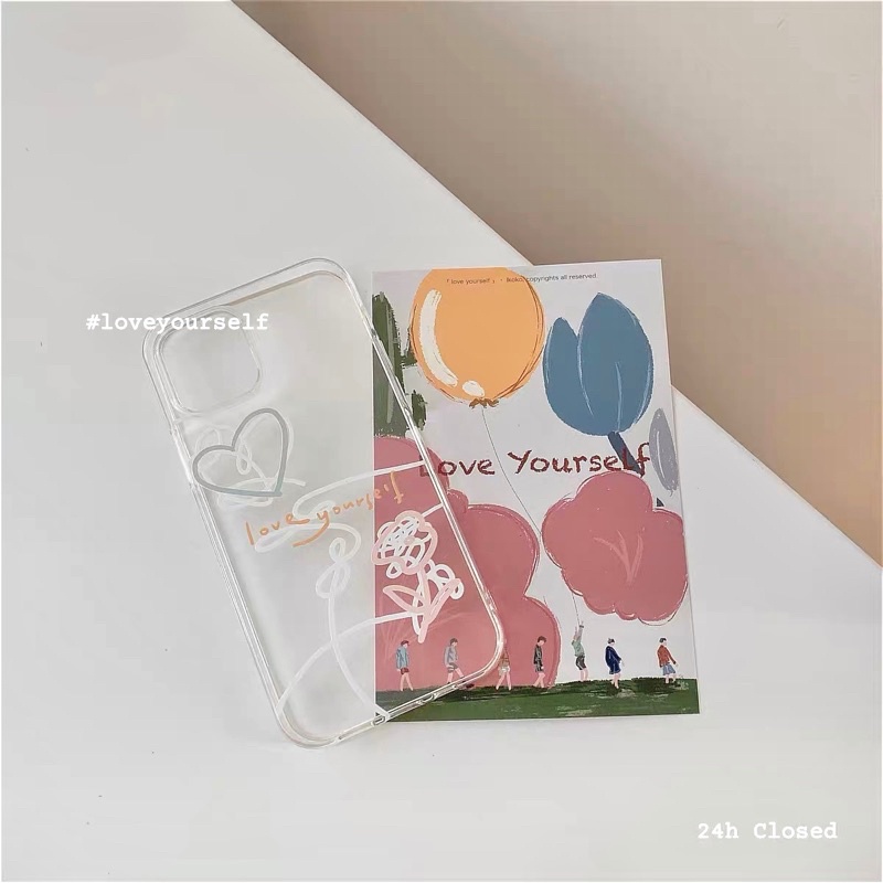 𝐑𝐨𝐬𝐞𝐬│Love yourself 線條風 手機殼🤍（贈送防彈拍立得照片）