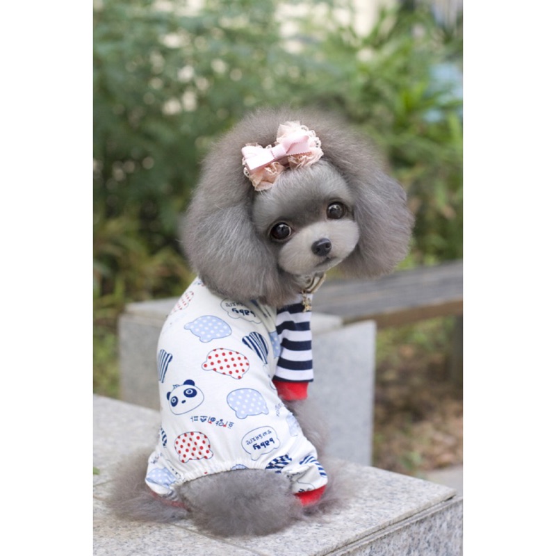 芙芙遊樂園 出清現貨 狗衣服純棉寵物卡通造型條紋睡衣居家服狗狗睡衣四腳衣小型犬比熊幼犬衣服 蝦皮購物