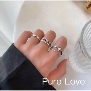 Pure Love樂芙 /正韓 【R0436】韓系簡約S925純銀幾何菱形竹節線條交錯開口戒指 / 三款