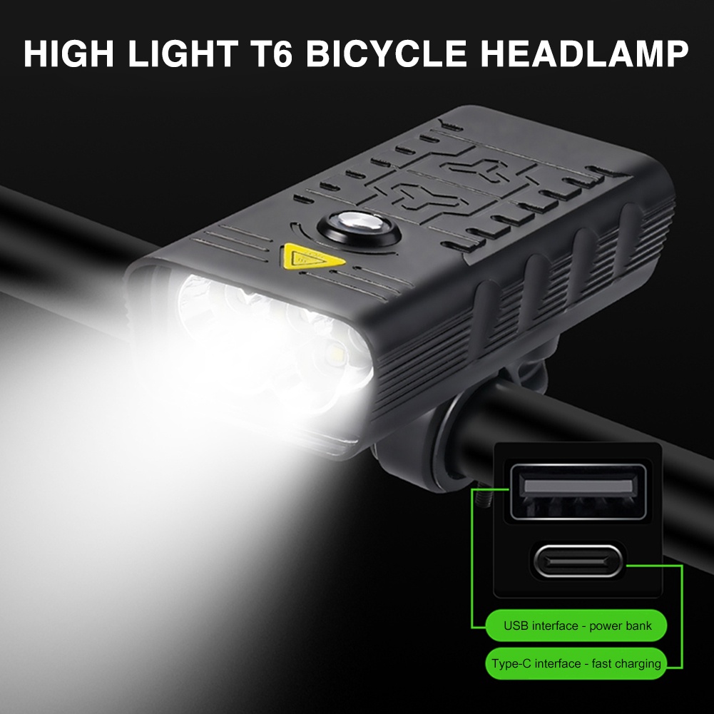 10000mAh 腳踏車燈 USB 可充電 3000 流明腳踏車頭燈 5T6 LED 超亮手電筒 前燈和後尾燈
