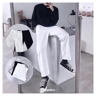 shopdcc🇰🇷韓國微寬落地牛仔長褲 牛仔褲 素面 寬褲 丹寧 黑 白 修身 彈力 寬鬆 直筒 dunk必備 男女