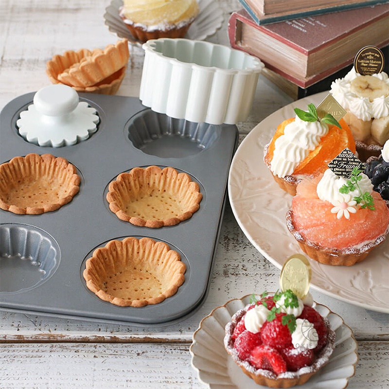 6連碳鋼花邊塔模 水果塔蛋撻糯米船派類蛋糕點心 烤盤模具 烘焙模具