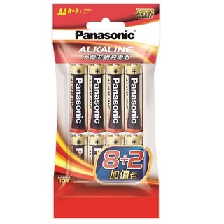 [龍龍3C] 國際 Panasonic 鹼性電池 3號 AA 10入(8+2) ALKALINE大電流