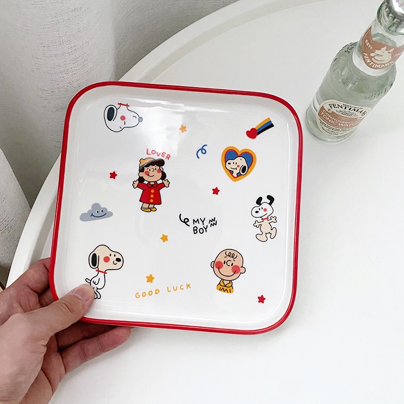 ⭐角落の生活⭐史努比盤子 ins風 卡通餐具 簡約陶瓷盤子 創意 韓國可愛 少女心 早餐盤 沙拉盤