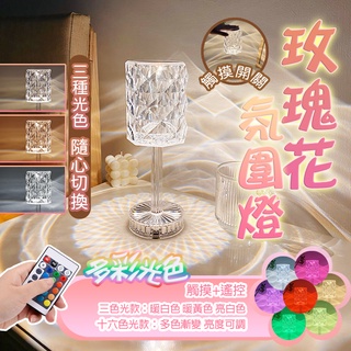 🔥臺灣出貨🔥玫瑰檯燈 夜燈 小夜燈 氛圍燈 水晶夜燈 藝術燈 水晶玫瑰燈 浪漫禮物 床頭燈 檯燈 七彩燈 裝飾燈