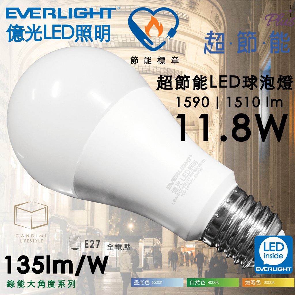 凱得米｜億光照明 超節能 plus 高亮度 LED 燈泡 11.8w  16w 自然光 11.8 8.8 6.8