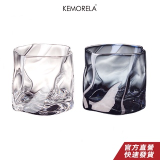 KEMORELA 摺紙杯 咖啡創意異形玻璃杯 高顏值冰萃拿鐵杯 單品咖啡杯冰美式杯 扭紋玻璃杯 威士忌杯 透明水杯玻璃杯