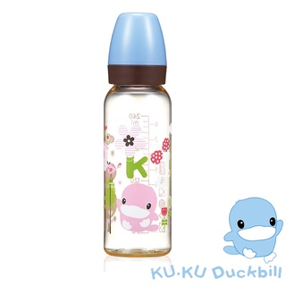 【KU.KU酷咕鴨】歐風經典PES標準奶瓶藍/240ml(5851)