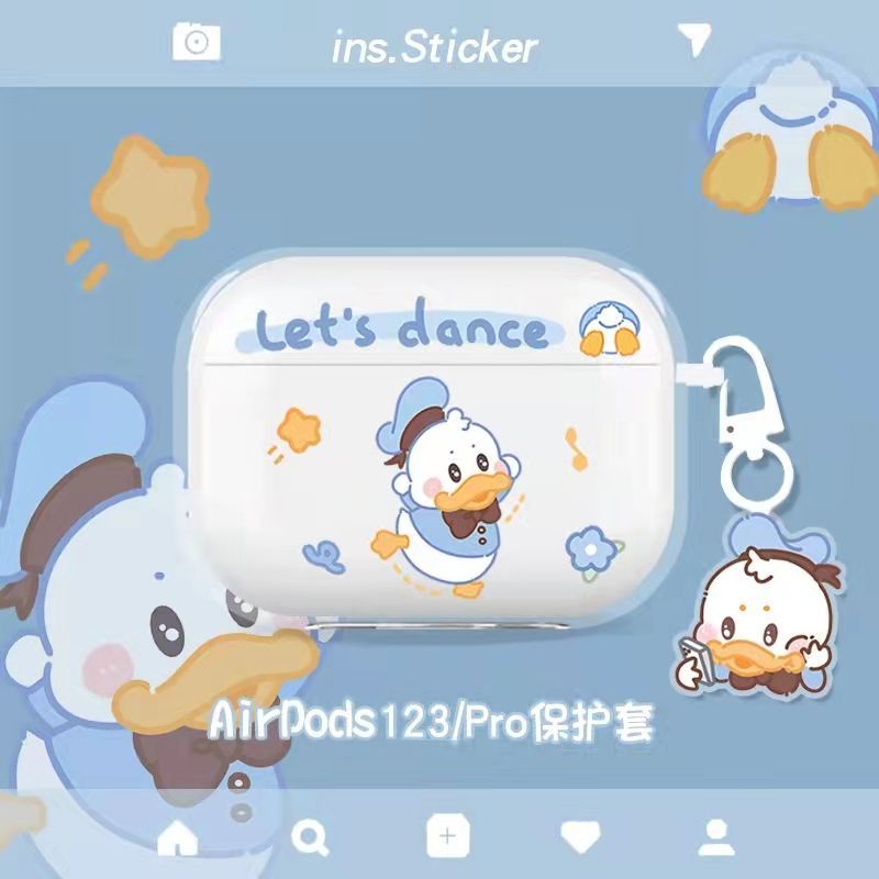 🔴滿99元出貨 ins可愛鴨鴨airpods3代保護套蘋果pro三代耳機殼情侶2代軟殼硅膠