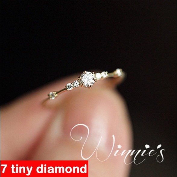 14k 金 7 小鑽石片精美小清新風格女士訂婚戒指首飾