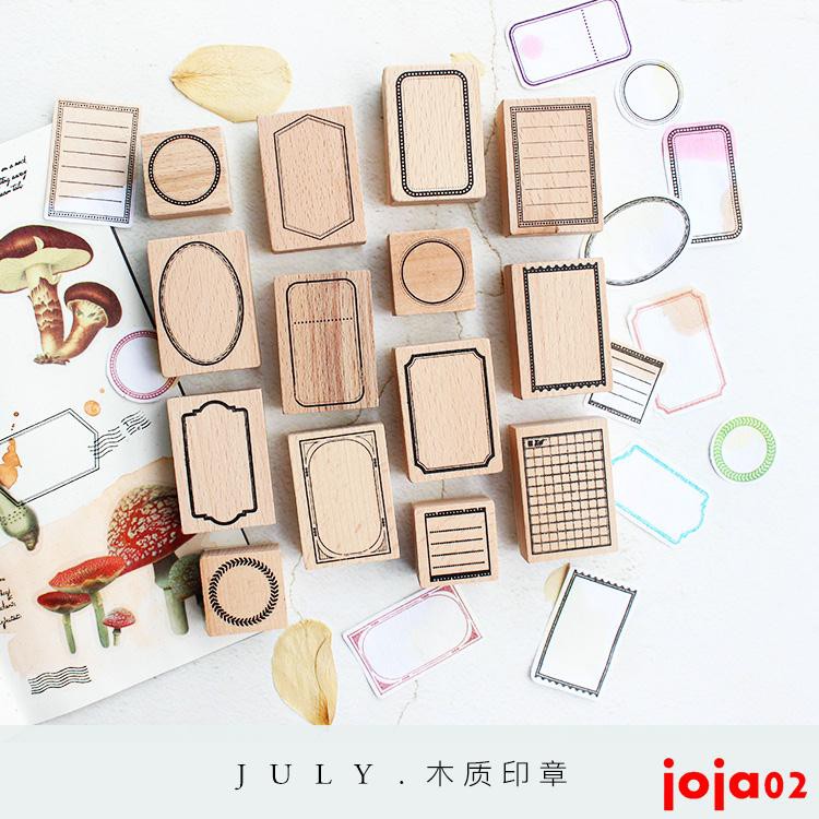 熱賣現貨娜小屋手帳店基礎網格橫線邊框印章復古手賬裝飾diy木頭木質印章 蝦皮購物