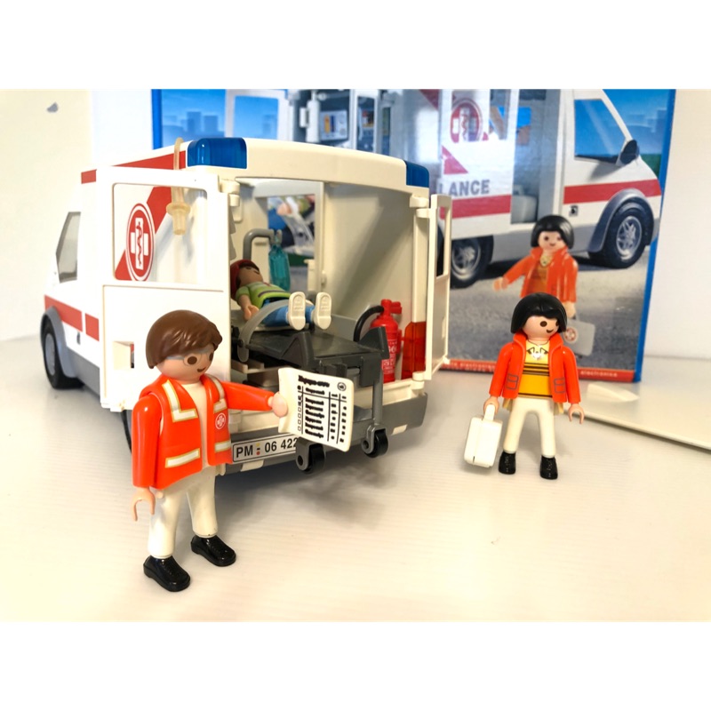 Playmobil 救護車組+警用摩托車+救護摩托車