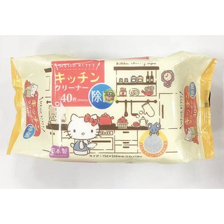 【JPGO】特價-日本製 廚房清潔濕紙巾~Hello Kitty 40枚入