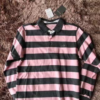 Crocodile 鱷魚牌14號🐊賣場服飾買三送一！專櫃全新男女大童皆可穿長袖襯衫polo衫 粉紅色深灰色條紋