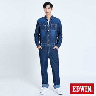 EDWIN 工裝連身牛仔褲(原藍磨)-男款