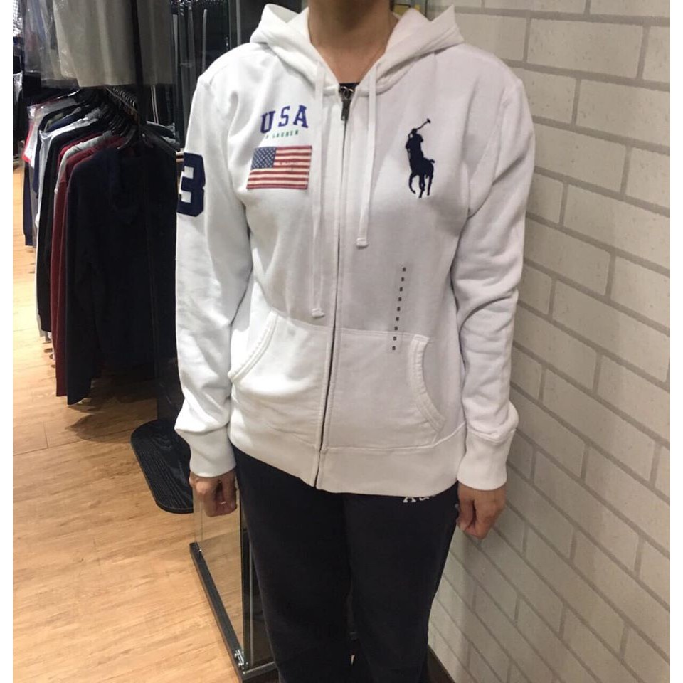 【麋鹿巴士】Polo Ralph Lauren 女款 大馬國旗 連帽外套