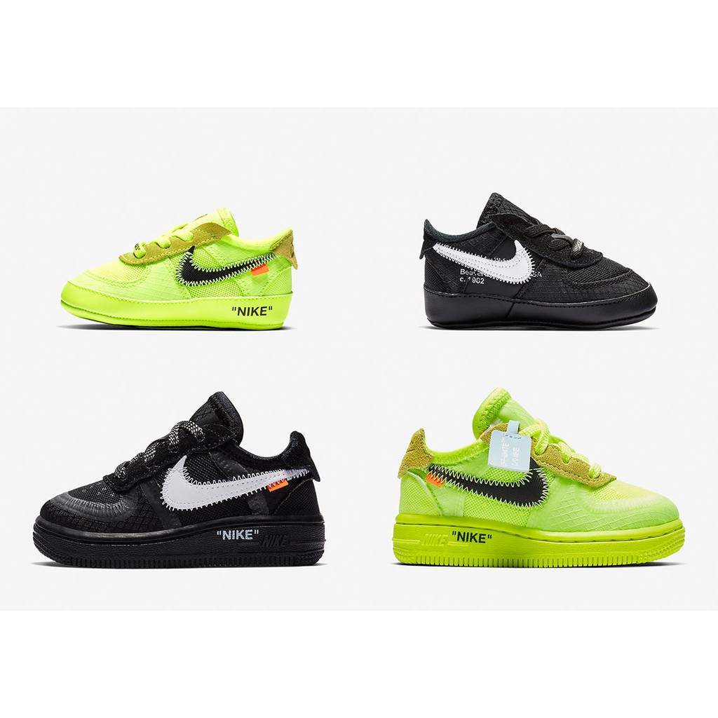off white nike air force 1 black & volt