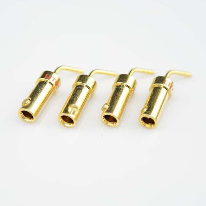 【eTools】Liton 純銅鍍金 夾式 擴大機 喇叭插頭古董音響針插 連接頭