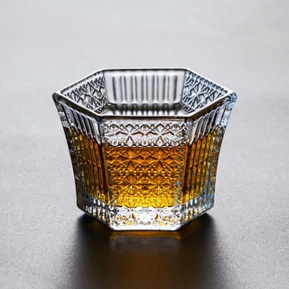 日本石塚硝子津輕六角水晶玻璃茶杯品茗杯威士忌清酒杯單杯主人杯