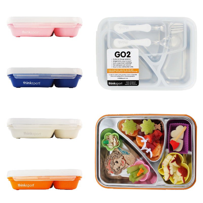 美國thinkbaby餐盤go2餐盤組 附湯匙叉子分隔餐盤餐具4件組餐具組便當盒環保餐具 蘇菲的美國小舖 蝦皮購物